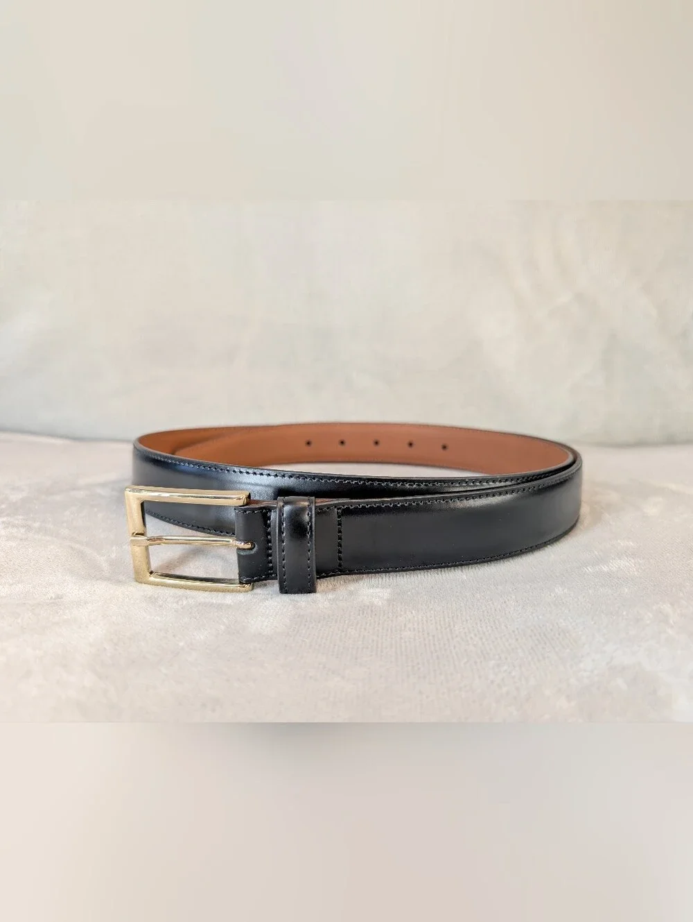 Brooks Brothers Size 40 Black Gold Buckle Made in Italy Genuine Leather Belt